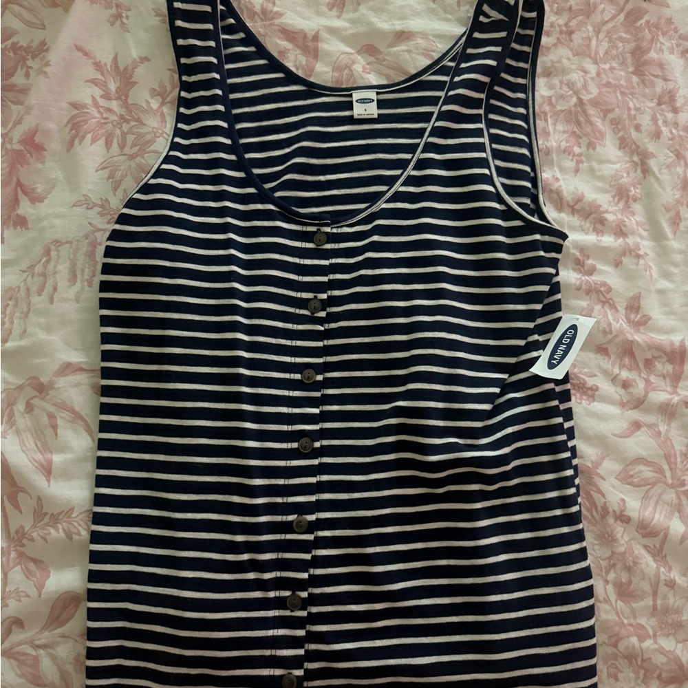 Old Navy Navy and White Striped Sleeveless Top